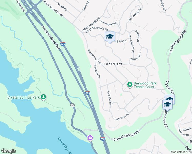 map of restaurants, bars, coffee shops, grocery stores, and more near 1535 Lakeview Drive in Hillsborough