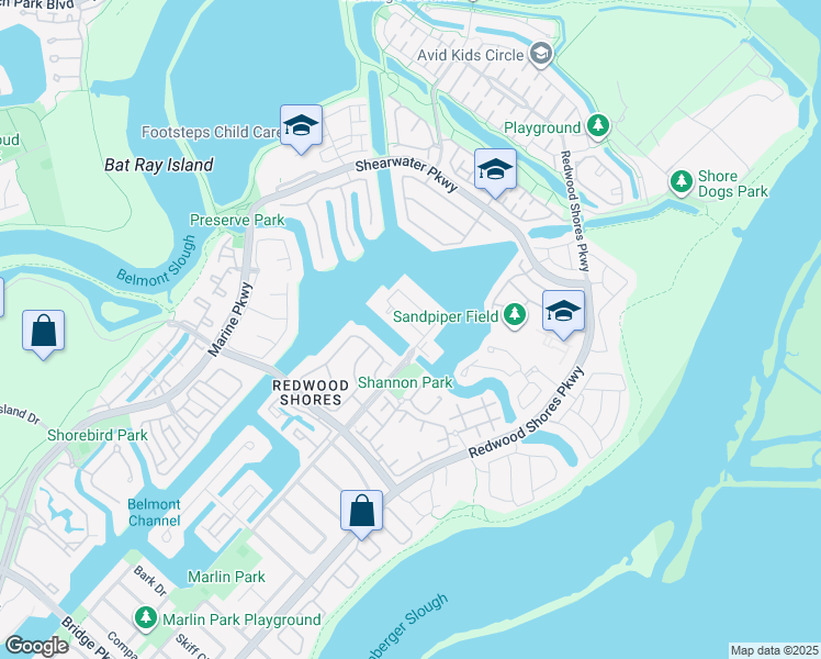 map of restaurants, bars, coffee shops, grocery stores, and more near 230 Baltic Circle in Redwood City