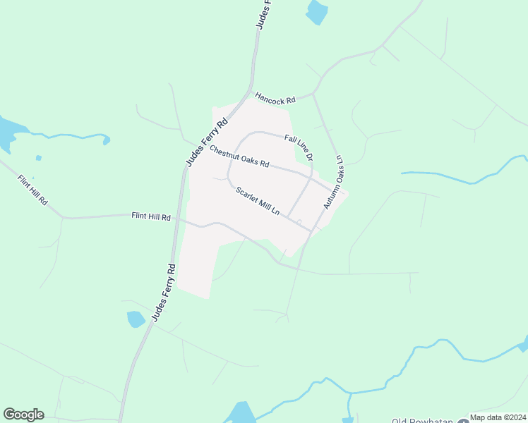 map of restaurants, bars, coffee shops, grocery stores, and more near 2129 Scarlet Mill Lane in Powhatan