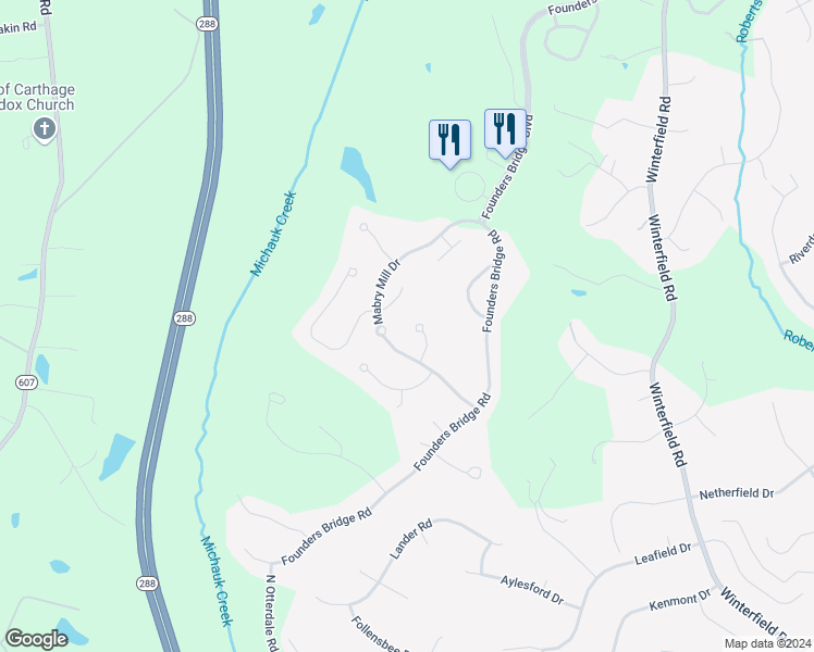 map of restaurants, bars, coffee shops, grocery stores, and more near 2718 Fernvale Court in Midlothian