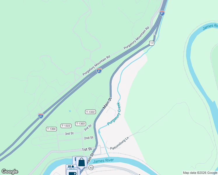 map of restaurants, bars, coffee shops, grocery stores, and more near 20628 Main Street in Buchanan