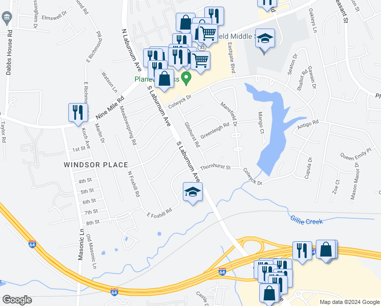 map of restaurants, bars, coffee shops, grocery stores, and more near 403 South Laburnum Avenue in Richmond