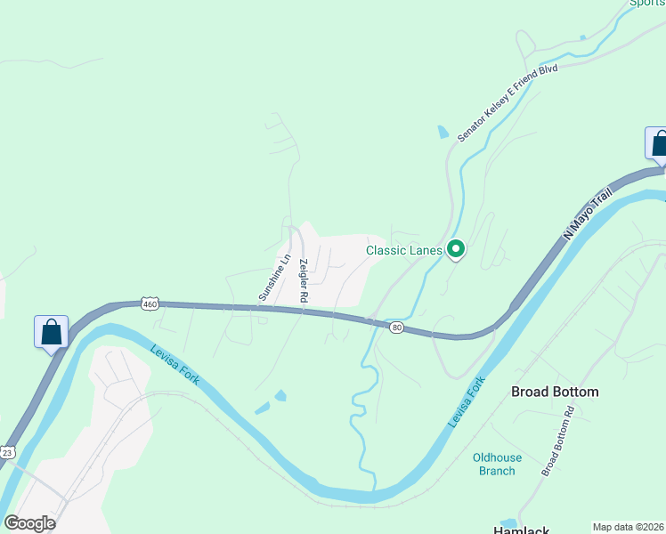 map of restaurants, bars, coffee shops, grocery stores, and more near 24 Cedar Heights in Pikeville