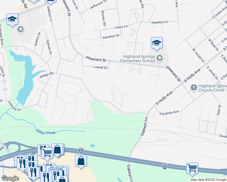 map of restaurants, bars, coffee shops, grocery stores, and more near 624 Rosedown Lane in Richmond