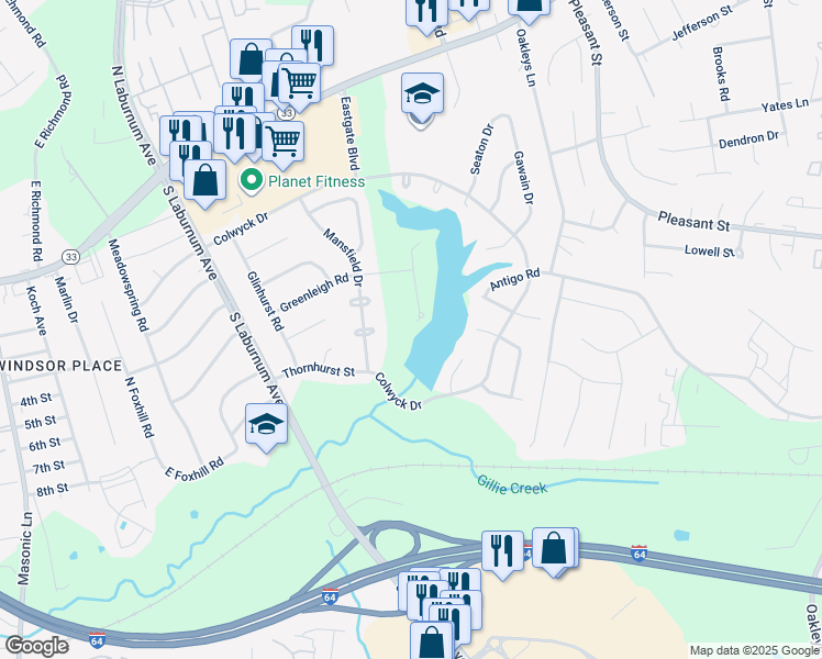 map of restaurants, bars, coffee shops, grocery stores, and more near 512 Mango Court in Richmond