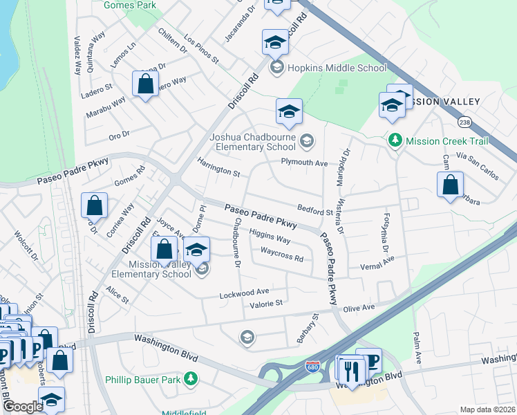 map of restaurants, bars, coffee shops, grocery stores, and more near 41670 Paseo Padre Parkway in Fremont