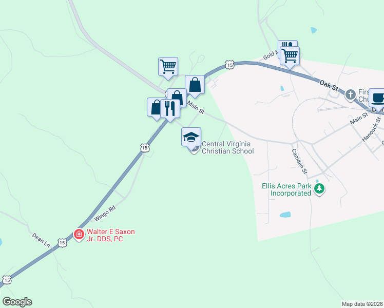 map of restaurants, bars, coffee shops, grocery stores, and more near 2 Buckingham Centre Drive in Dillwyn