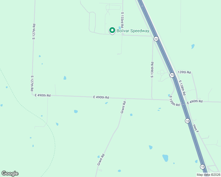 map of restaurants, bars, coffee shops, grocery stores, and more near 1331 East 490th Road in Bolivar