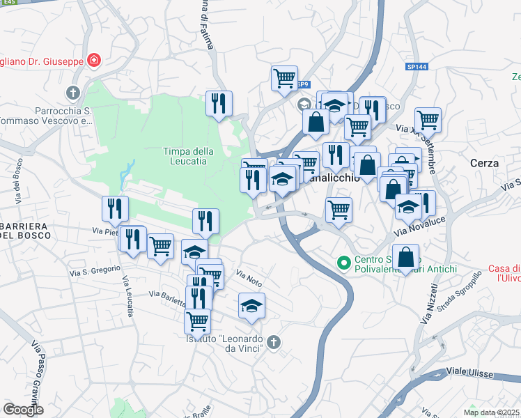 map of restaurants, bars, coffee shops, grocery stores, and more near 17 Via Carnazza in Canalicchio