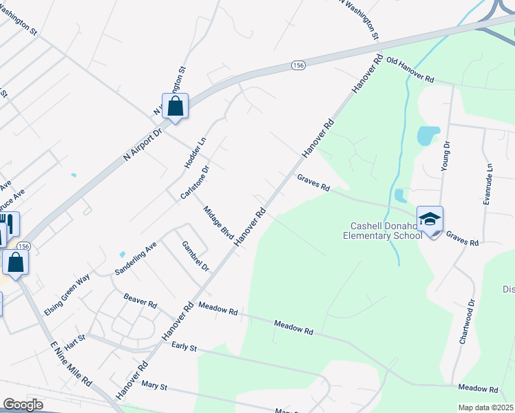 map of restaurants, bars, coffee shops, grocery stores, and more near 288 Hanover Road in Sandston