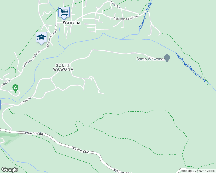 map of restaurants, bars, coffee shops, grocery stores, and more near 7992 Koon Hollar in Wawona