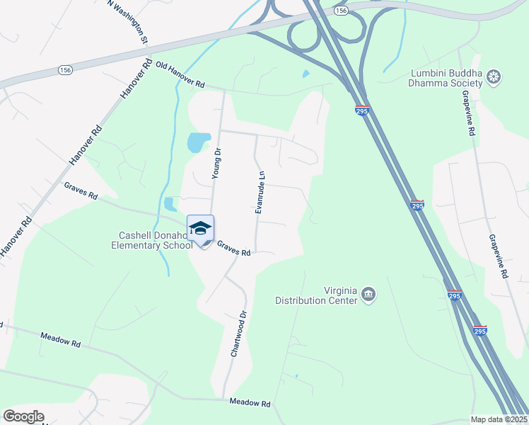 map of restaurants, bars, coffee shops, grocery stores, and more near 429 Evanrude Lane in Sandston