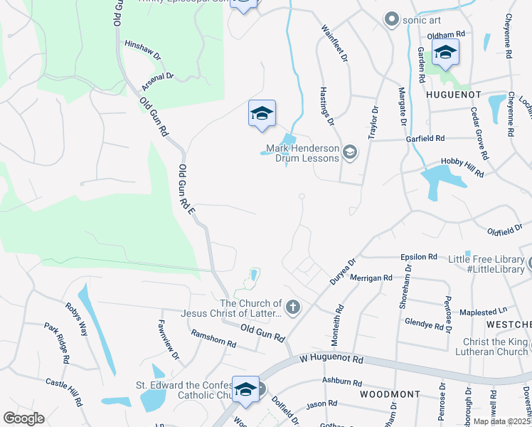 map of restaurants, bars, coffee shops, grocery stores, and more near 10700 Old Gun Trce in Midlothian