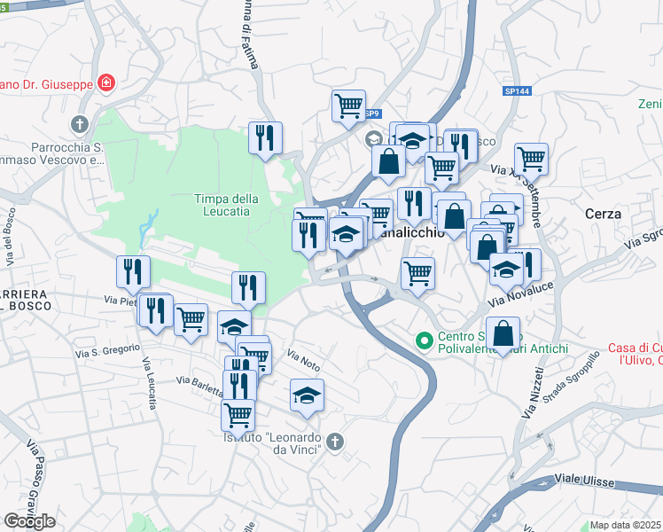map of restaurants, bars, coffee shops, grocery stores, and more near 17 Via Carnazza in Canalicchio