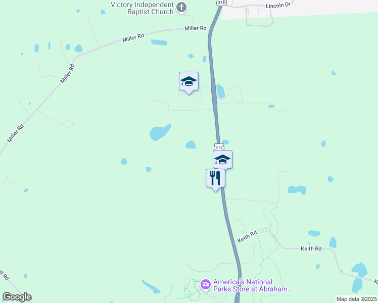 map of restaurants, bars, coffee shops, grocery stores, and more near 2101 Lincoln Farm Road in Hodgenville
