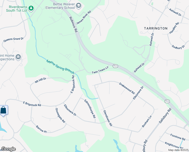 map of restaurants, bars, coffee shops, grocery stores, and more near 13411 Twin Team Lane in Midlothian