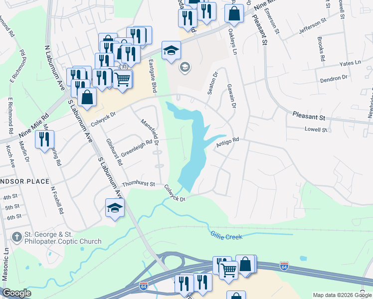 map of restaurants, bars, coffee shops, grocery stores, and more near 505 Mango Court in Richmond