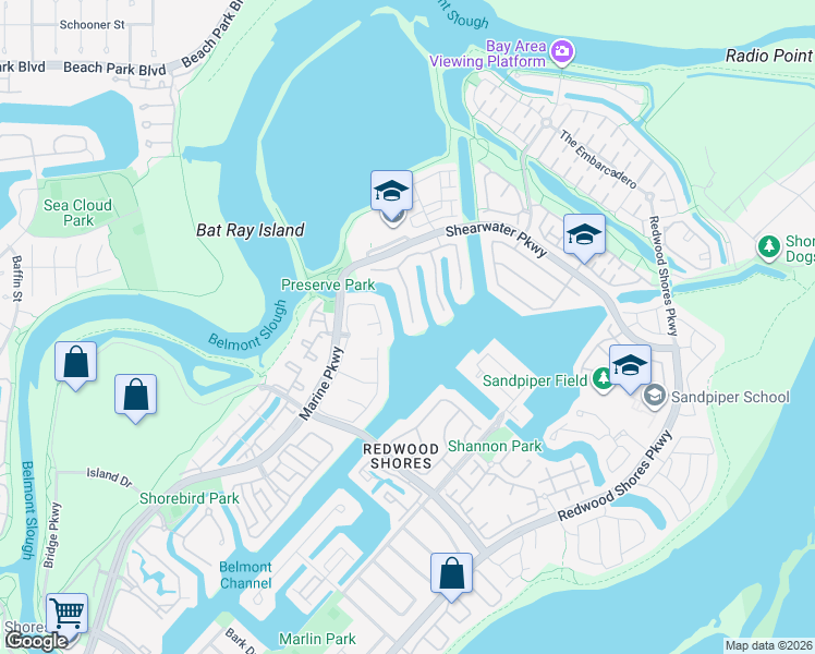 map of restaurants, bars, coffee shops, grocery stores, and more near 262 Nice Court in Redwood City