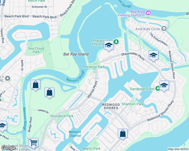 map of restaurants, bars, coffee shops, grocery stores, and more near 103 Bennie Drive in Redwood City