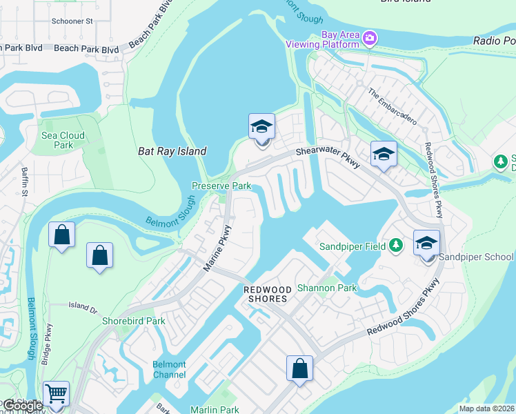 map of restaurants, bars, coffee shops, grocery stores, and more near 262 Nice Court in Redwood City