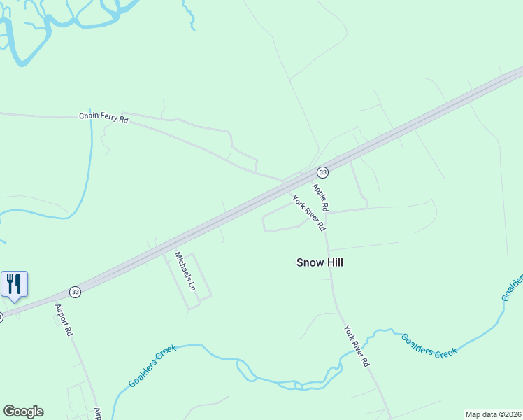 map of restaurants, bars, coffee shops, grocery stores, and more near 5663 Lewis B Puller Memorial Highway in Mattaponi