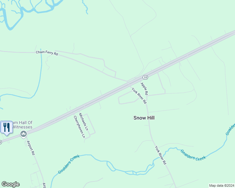 map of restaurants, bars, coffee shops, grocery stores, and more near 5683 Lewis B Puller Memorial Highway in Mattaponi