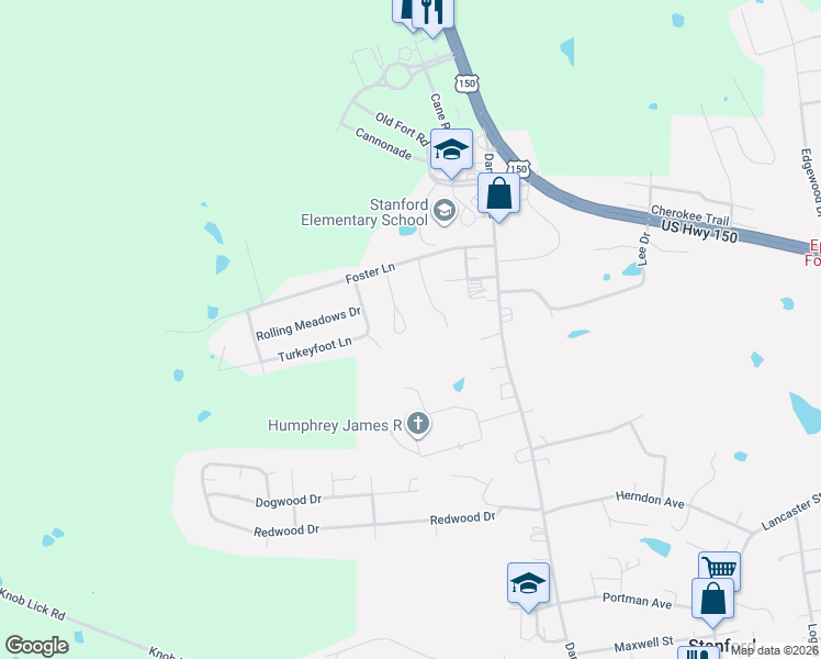 map of restaurants, bars, coffee shops, grocery stores, and more near 98 Logans Woods Drive in Stanford