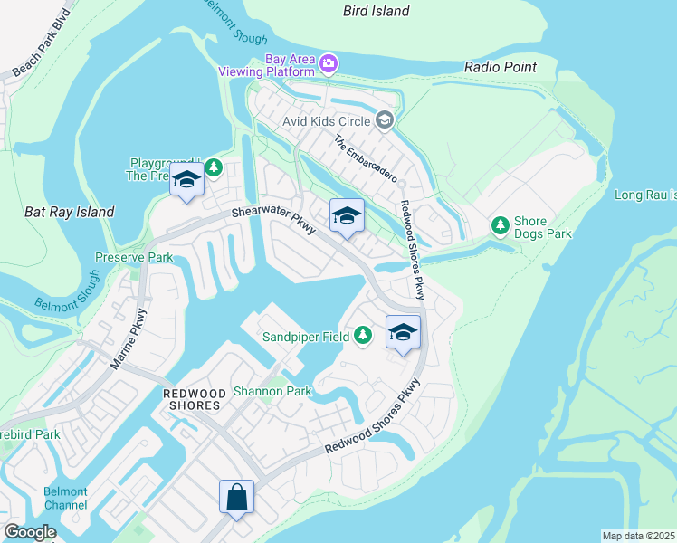 map of restaurants, bars, coffee shops, grocery stores, and more near 503 Osprey Court in Redwood City