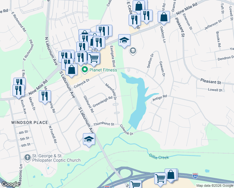 map of restaurants, bars, coffee shops, grocery stores, and more near 308 Duberry Drive in Richmond