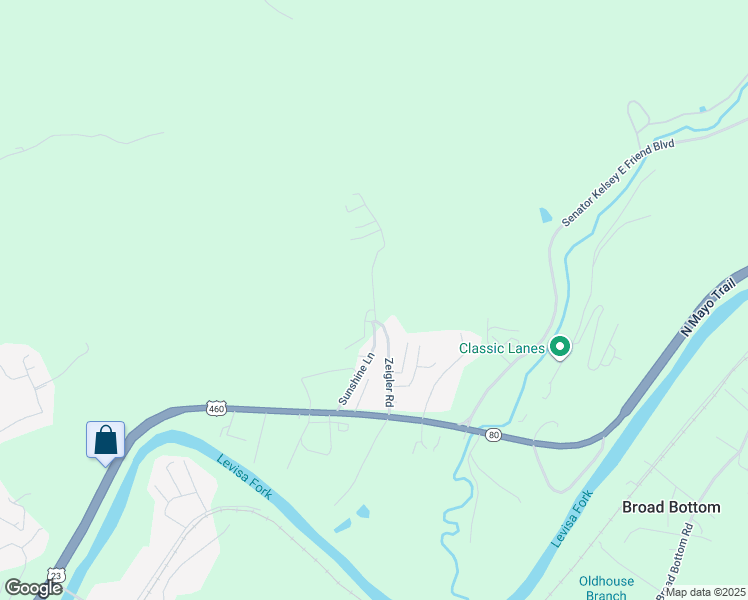 map of restaurants, bars, coffee shops, grocery stores, and more near Zeigler Road in Pike County