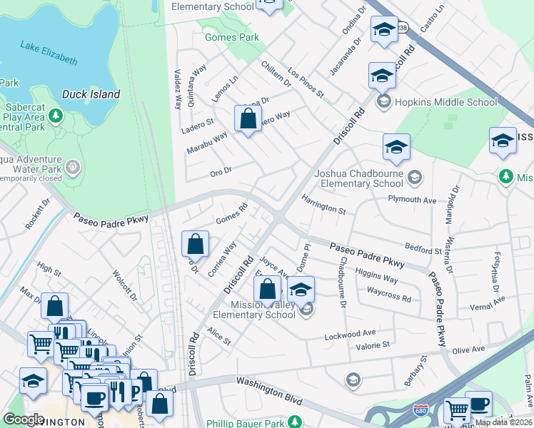 map of restaurants, bars, coffee shops, grocery stores, and more near 41025 Pajaro Drive in Fremont