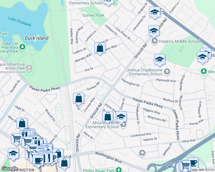 map of restaurants, bars, coffee shops, grocery stores, and more near 41025 Pajaro Drive in Fremont