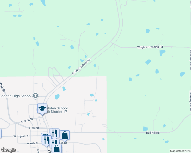 map of restaurants, bars, coffee shops, grocery stores, and more near 598 Twin Oaks Dr in Cobden