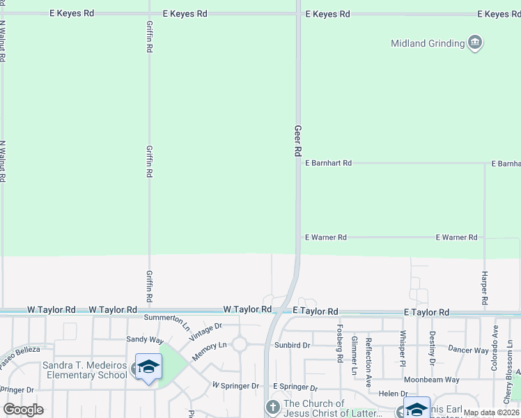 map of restaurants, bars, coffee shops, grocery stores, and more near 5333 Geer Road in Turlock