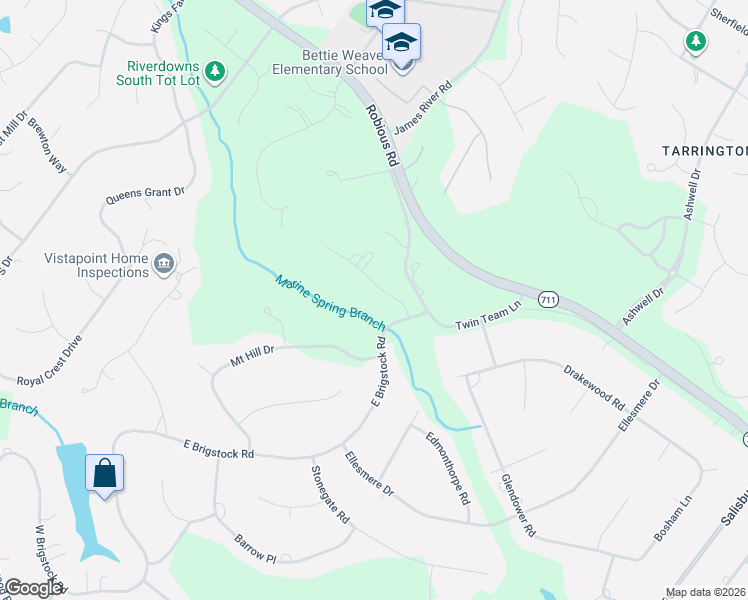 map of restaurants, bars, coffee shops, grocery stores, and more near 13521 Trilithon Road in Midlothian