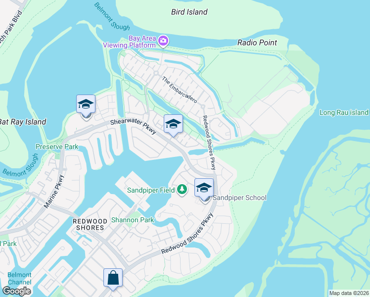 map of restaurants, bars, coffee shops, grocery stores, and more near 364 Meridian Drive in Redwood City