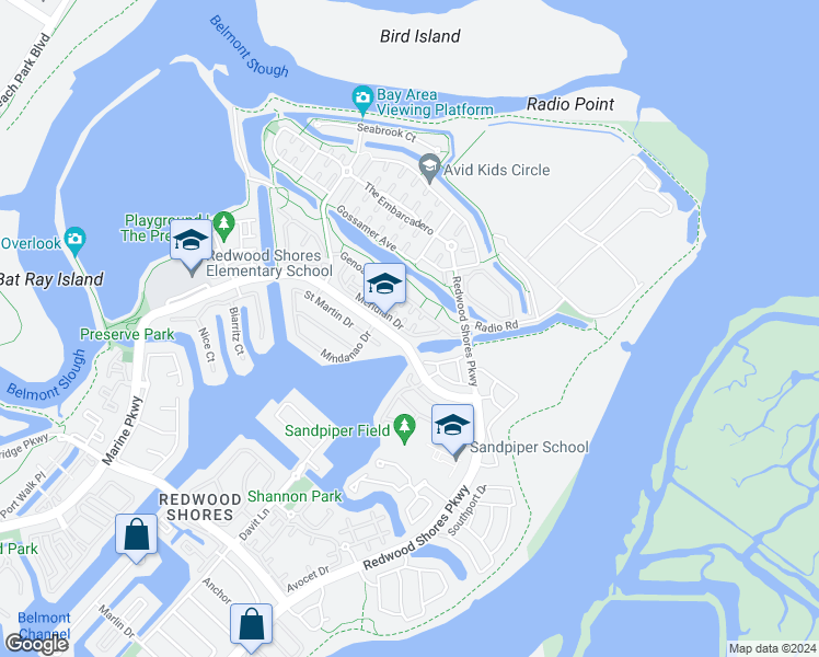 map of restaurants, bars, coffee shops, grocery stores, and more near 1 Passage Lane in Redwood City