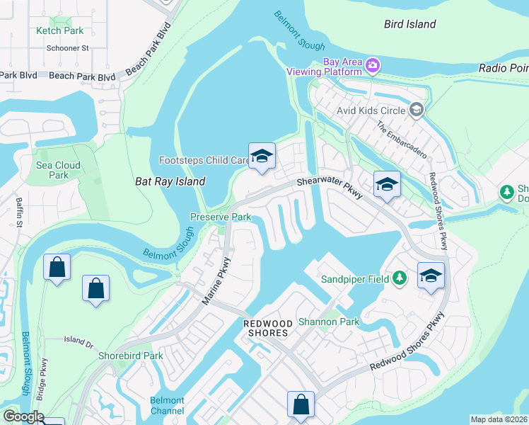 map of restaurants, bars, coffee shops, grocery stores, and more near 218 Nice Court in Redwood City