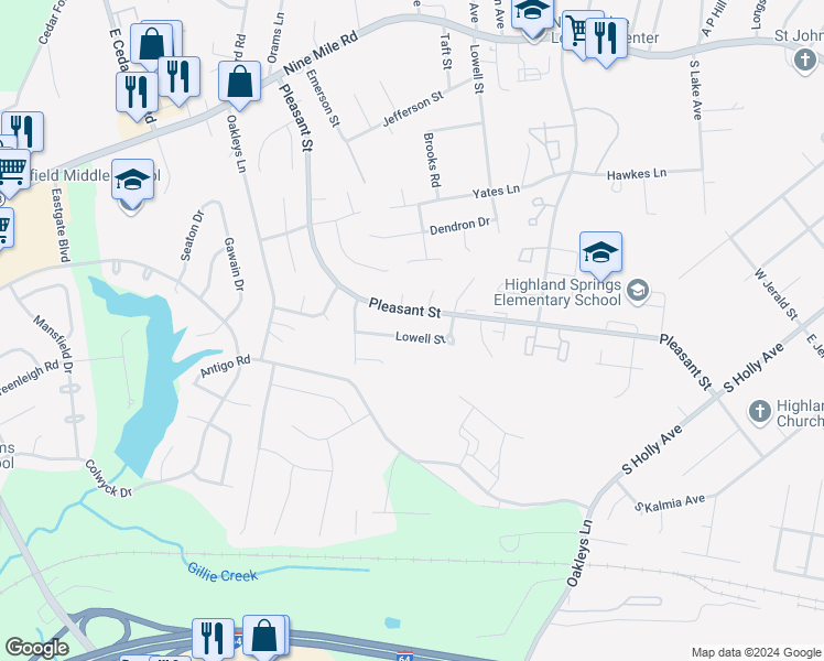 map of restaurants, bars, coffee shops, grocery stores, and more near 514 Lowell Street in Richmond
