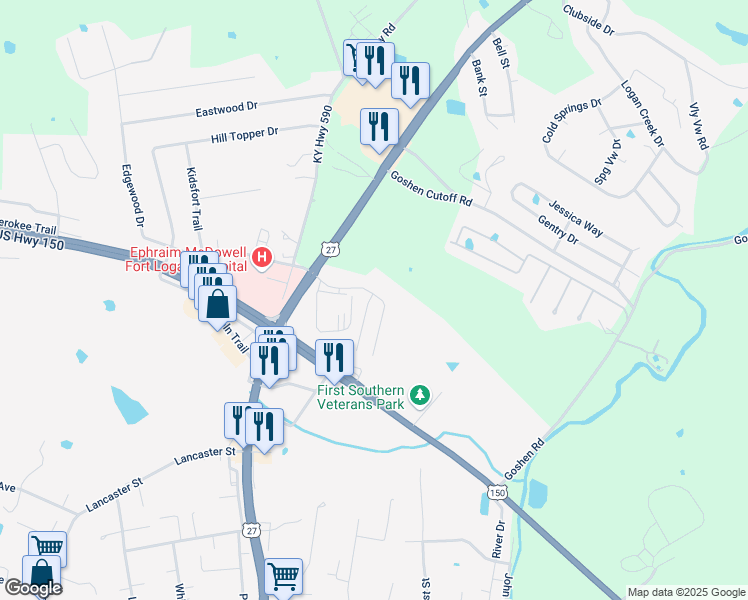 map of restaurants, bars, coffee shops, grocery stores, and more near 114 Cotton Avenue in Stanford