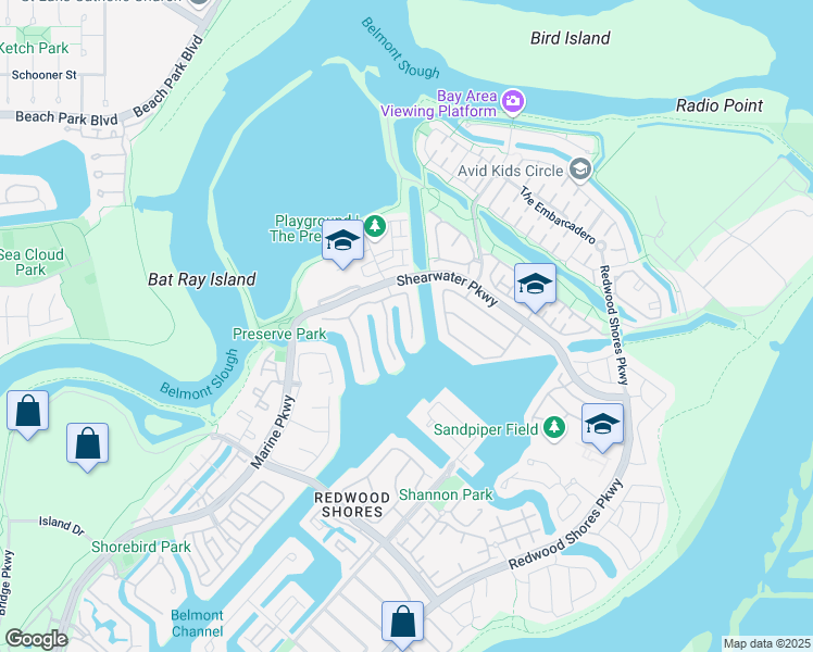 map of restaurants, bars, coffee shops, grocery stores, and more near 244 Monaco Drive in Redwood City