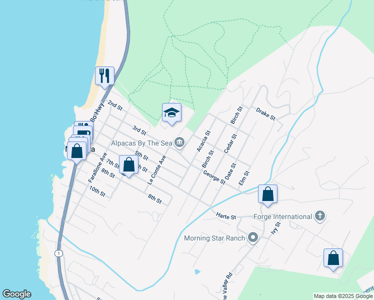 map of restaurants, bars, coffee shops, grocery stores, and more near 1161 Tamarind Street in Montara
