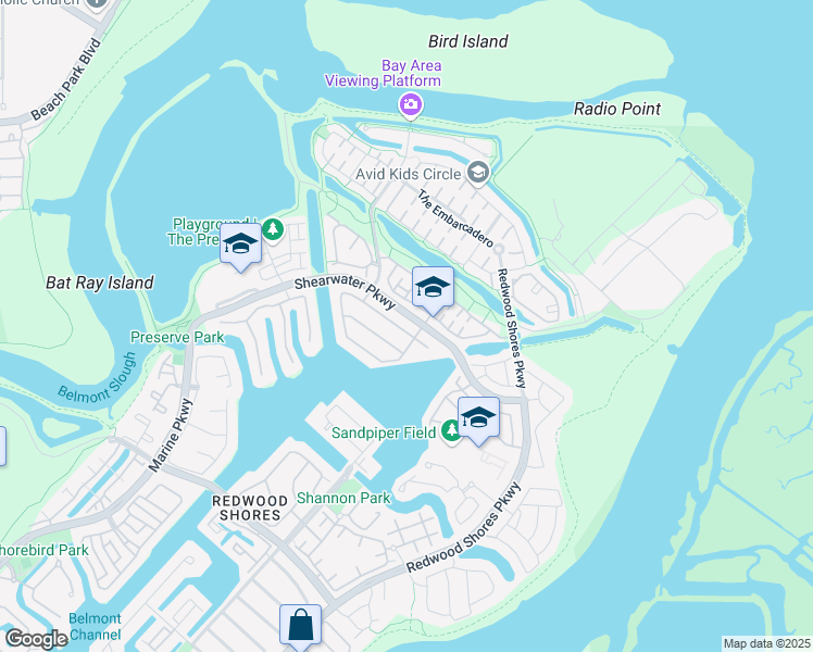 map of restaurants, bars, coffee shops, grocery stores, and more near 373 Saint Martin Drive in Redwood City