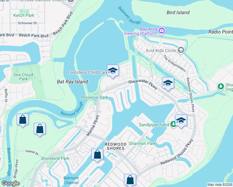 map of restaurants, bars, coffee shops, grocery stores, and more near 218 Nice Court in Redwood City