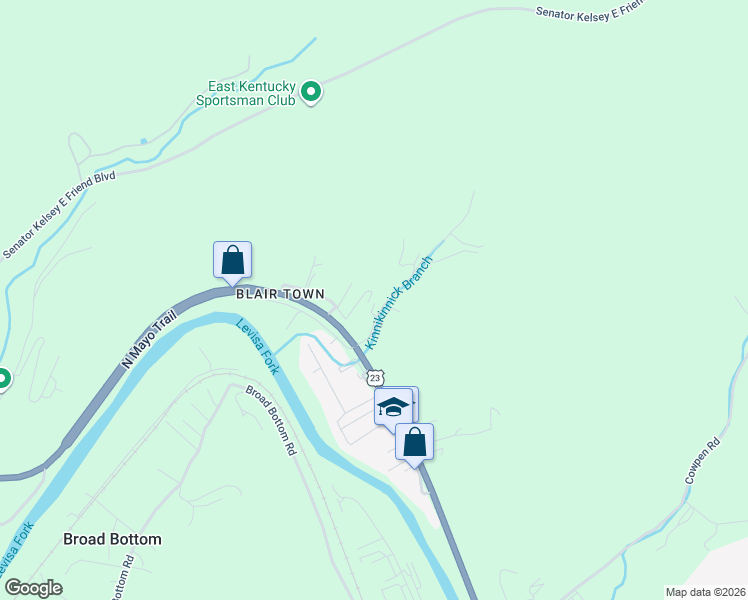 map of restaurants, bars, coffee shops, grocery stores, and more near 30-98 Kinnikinnick Ln in Pikeville