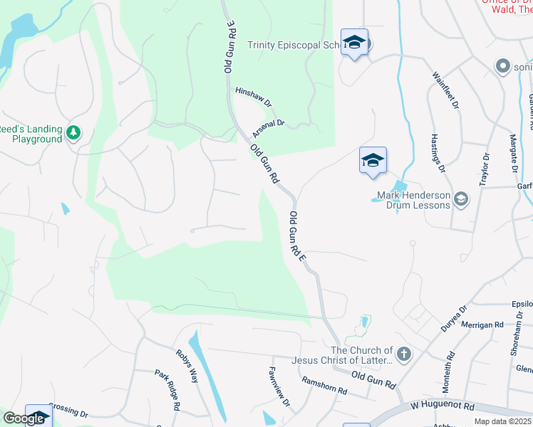 map of restaurants, bars, coffee shops, grocery stores, and more near 3460 Old Gun Road East in Midlothian