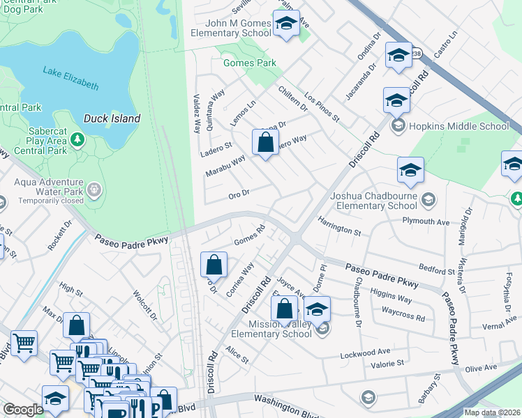 map of restaurants, bars, coffee shops, grocery stores, and more near 1900 Gomes Road in Fremont