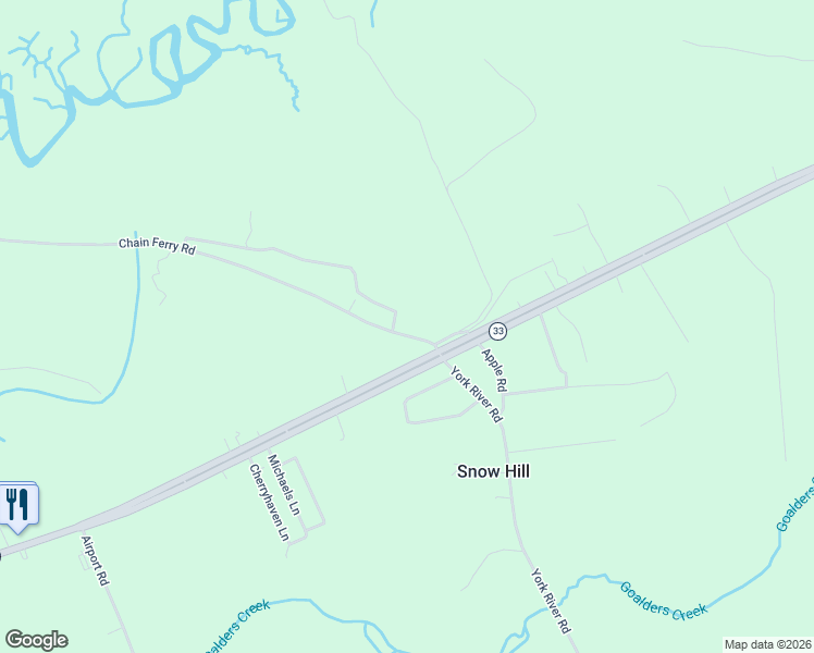 map of restaurants, bars, coffee shops, grocery stores, and more near 5610 Lewis B Puller Memorial Highway in Shacklefords