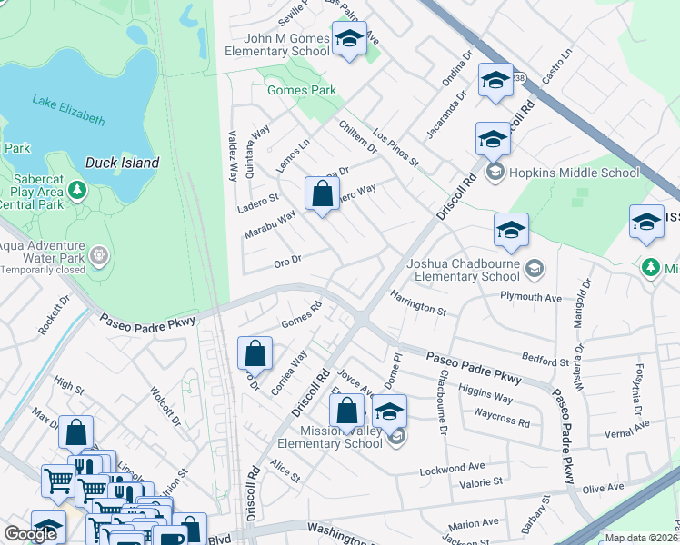 map of restaurants, bars, coffee shops, grocery stores, and more near 1499 Gomes Road in Fremont