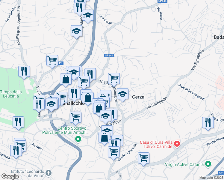 map of restaurants, bars, coffee shops, grocery stores, and more near 6 Via Convento del Carmine in Canalicchio